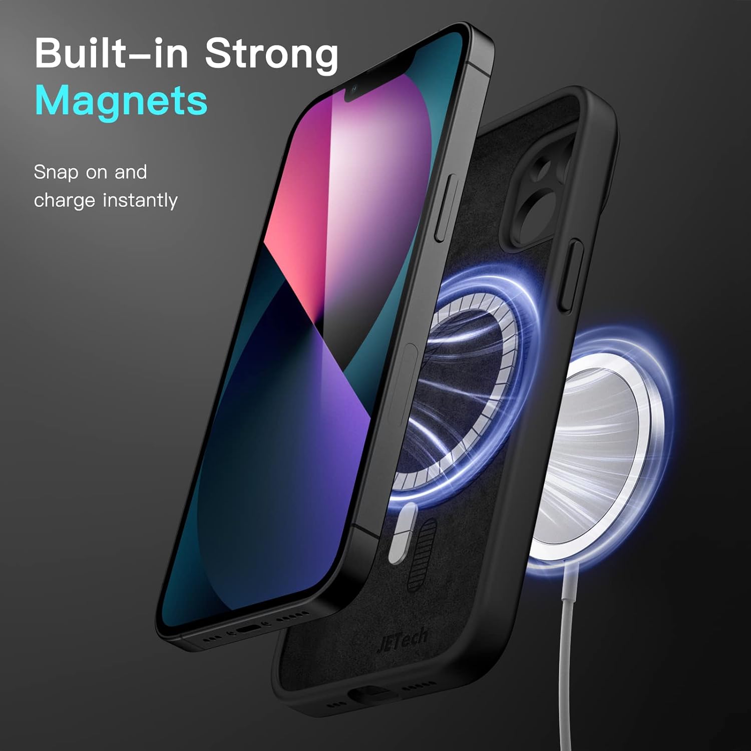 Magnetic Silicone Case for iPhone 13 6.1-Inch, Compatible with MagSafe (Black) - Image 3