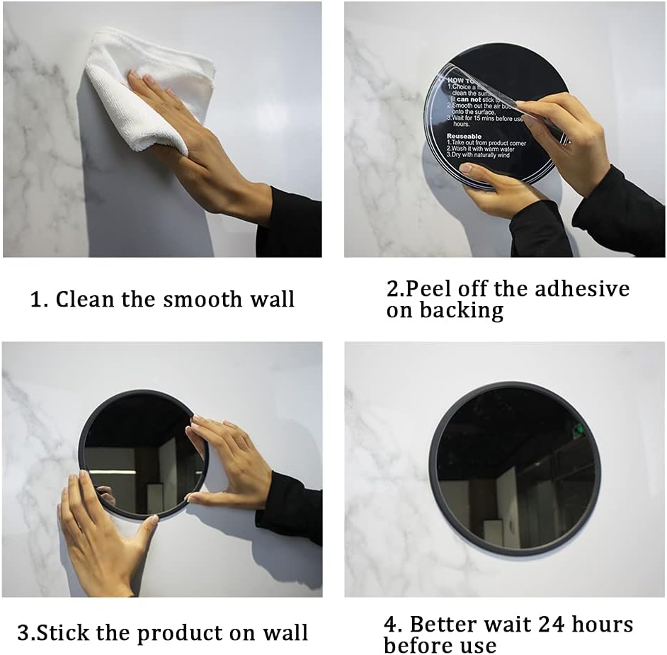 Small Wall Mirror Black Silicone Shower Mirror 7.67 Inch Small Mirror for Wall - Image 3