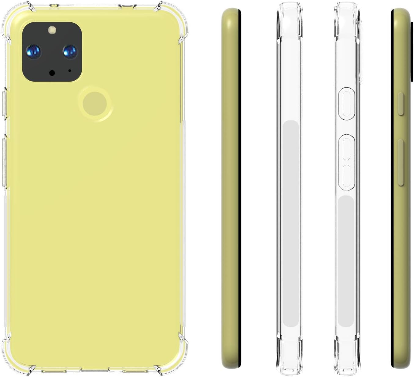 Case for Google Pixel 4A 5G TPU Four Corners Protective Cover Transparent - Image 2