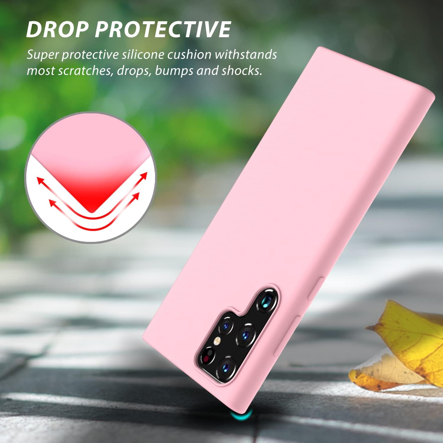 Galaxy S22 Ultra Case 5G Nano Silicone Shockproof Gel Rubber Bumper - Pink - Image 4