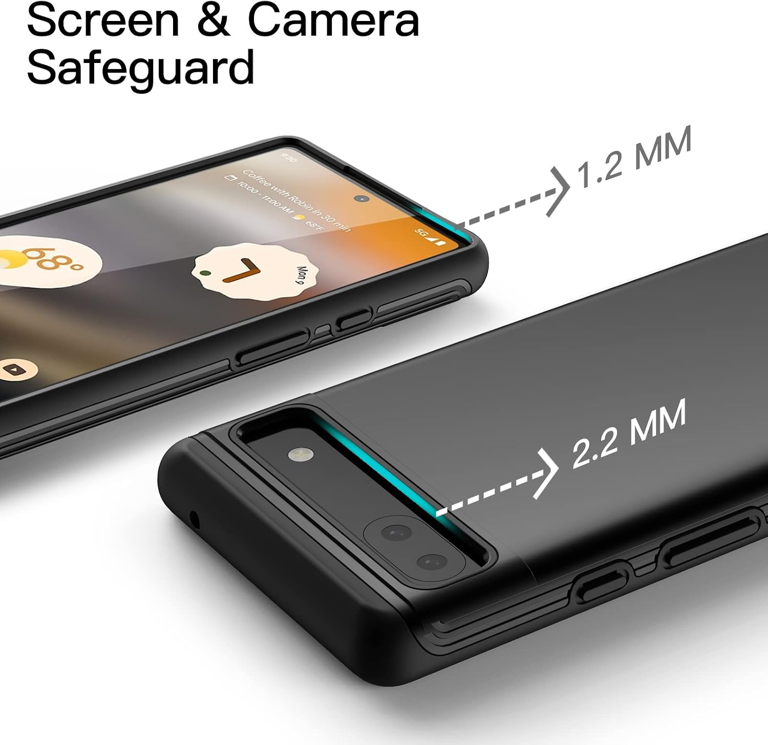 Case for Google Pixel 6a 6.1" 2022, Dual-Layer Protection Shockproof Cover-Black - Image 4