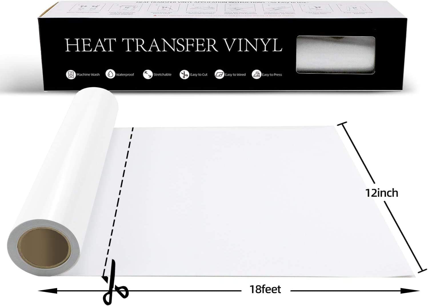 Heat Transfer Vinyl Bundle (White) - 12" x 18ft White Iron on Vinyl for Cricut - Image 2