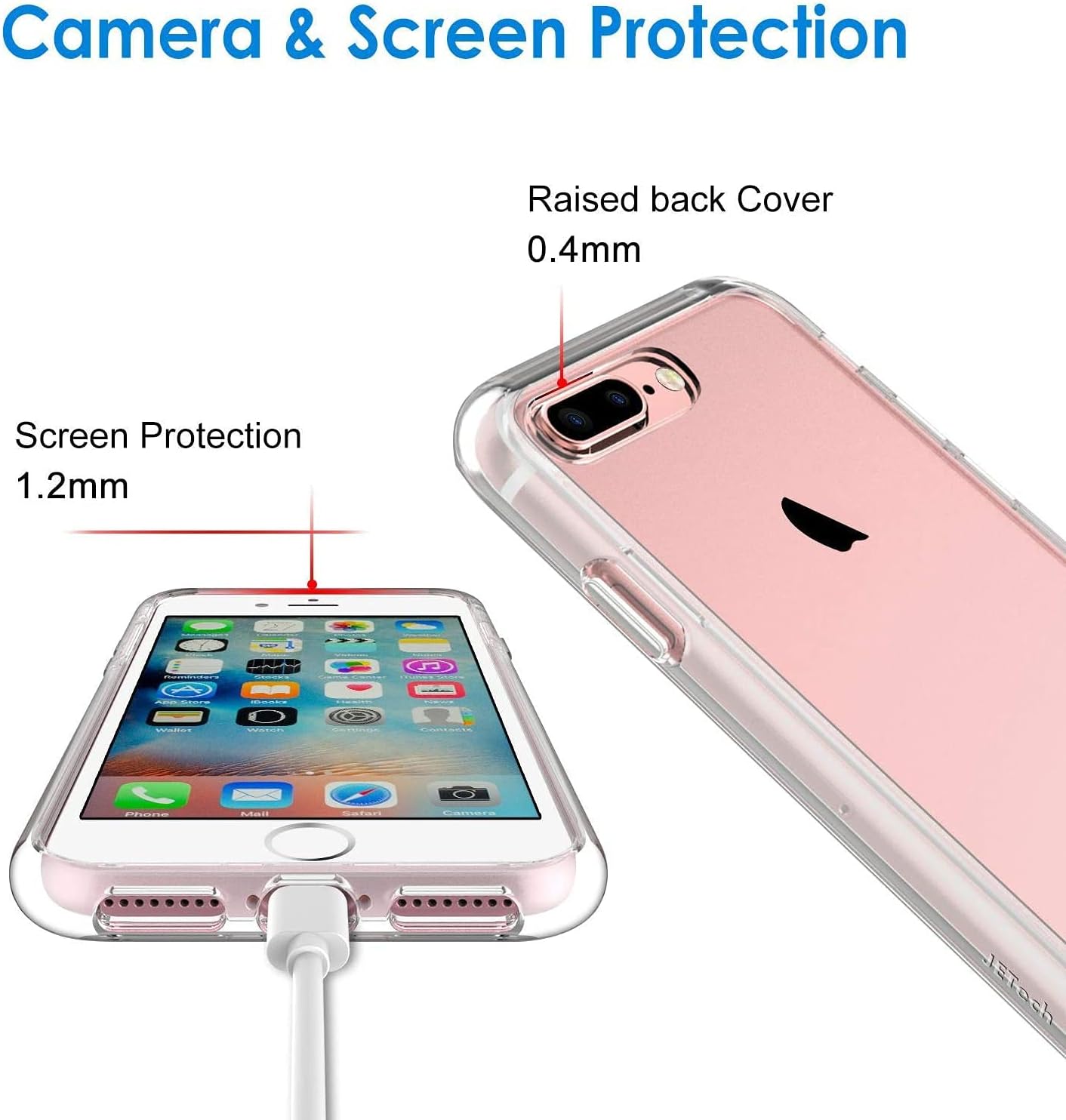 Case for iPhone 8 Plus and iPhone 7 Plus 5.5", Non-Yellowing Shockproof (Clear) - Image 5