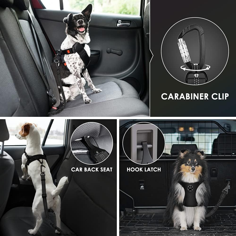 Dog Seatbelt, Pet Car Seat Belt Latch Bar Attachment Lockable Swivel Carabiner - Image 2