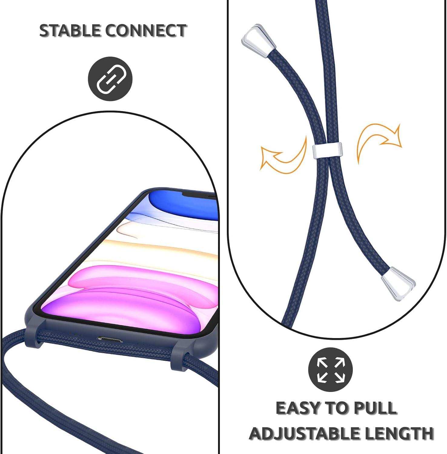 Crossbody Lanyard Phone case for iPhone 15 6.1 inch, Silicone Protective Case - Image 4