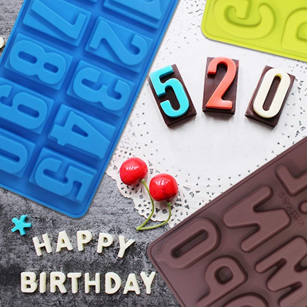 4 Pcs Silicone Numbers Alphabets Trays Molds, 26 Letters & Numbers Candy Mould - Image 4