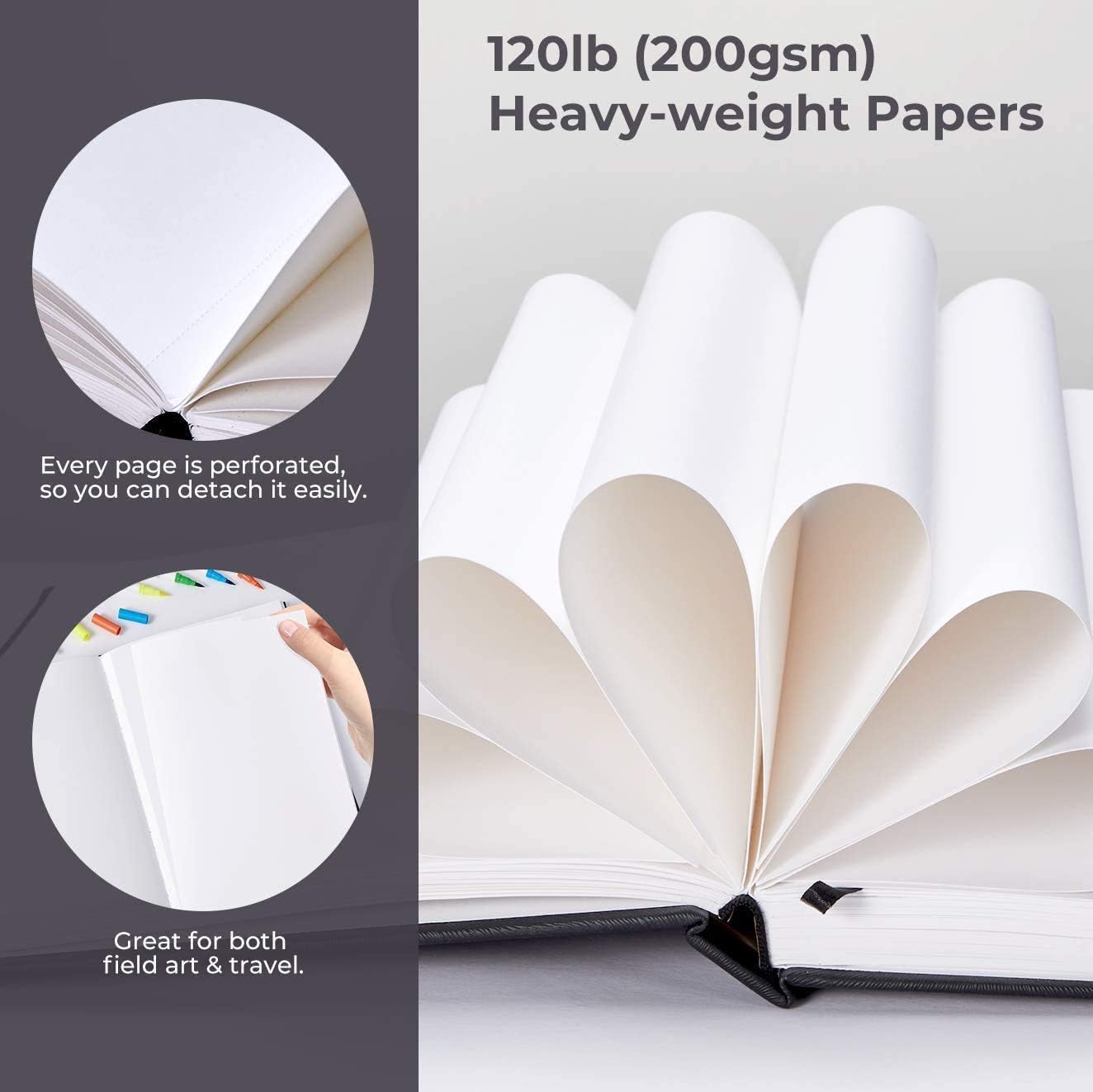 Marker Pads Art Sketchbook, 210mm x 210mm, Portable Square Size, 120 LB/200 GSM - Image 4