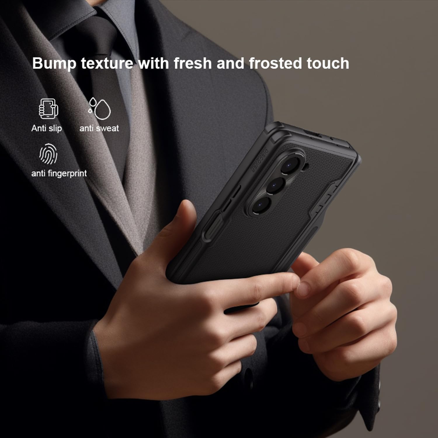 Samsung Galaxy Z Fold 5 Case with New S Pen Holder and Kickstand (Black) - Image 5