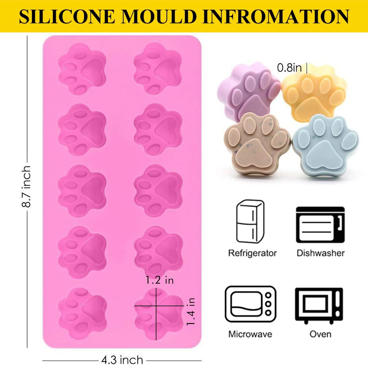 Silicone Molds Puppy Dog Paw and Bone Molds for Baking, Chocolate Molds - Image 3
