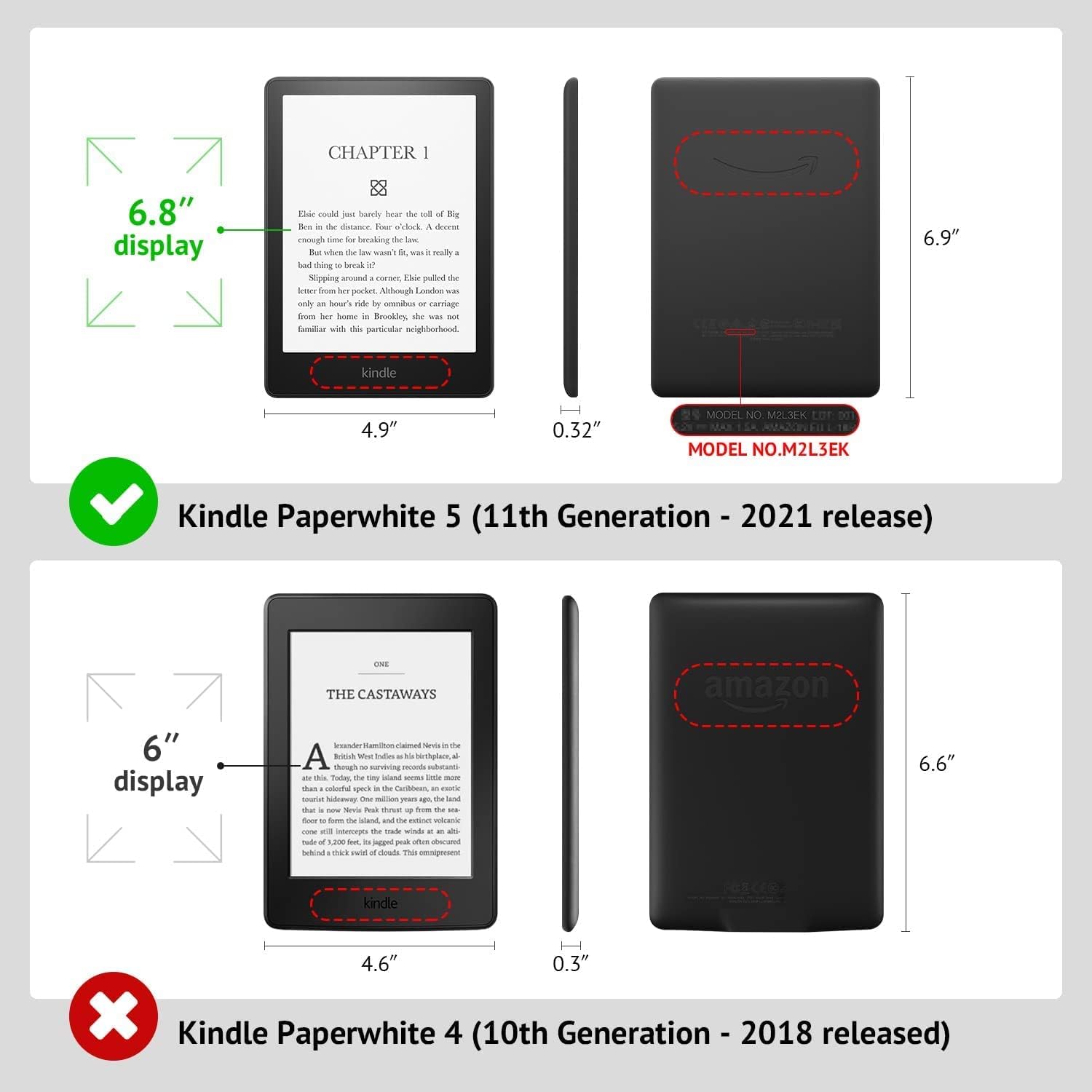 Case for 6.8" Kindle Paperwhite 11th Generation 2021), Smart Cover - Image 2