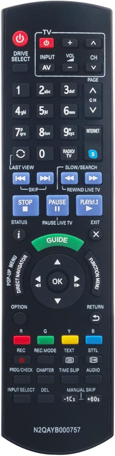 Replacement Remote fit for Panasonic Blu-ray Player DMR-BWT835