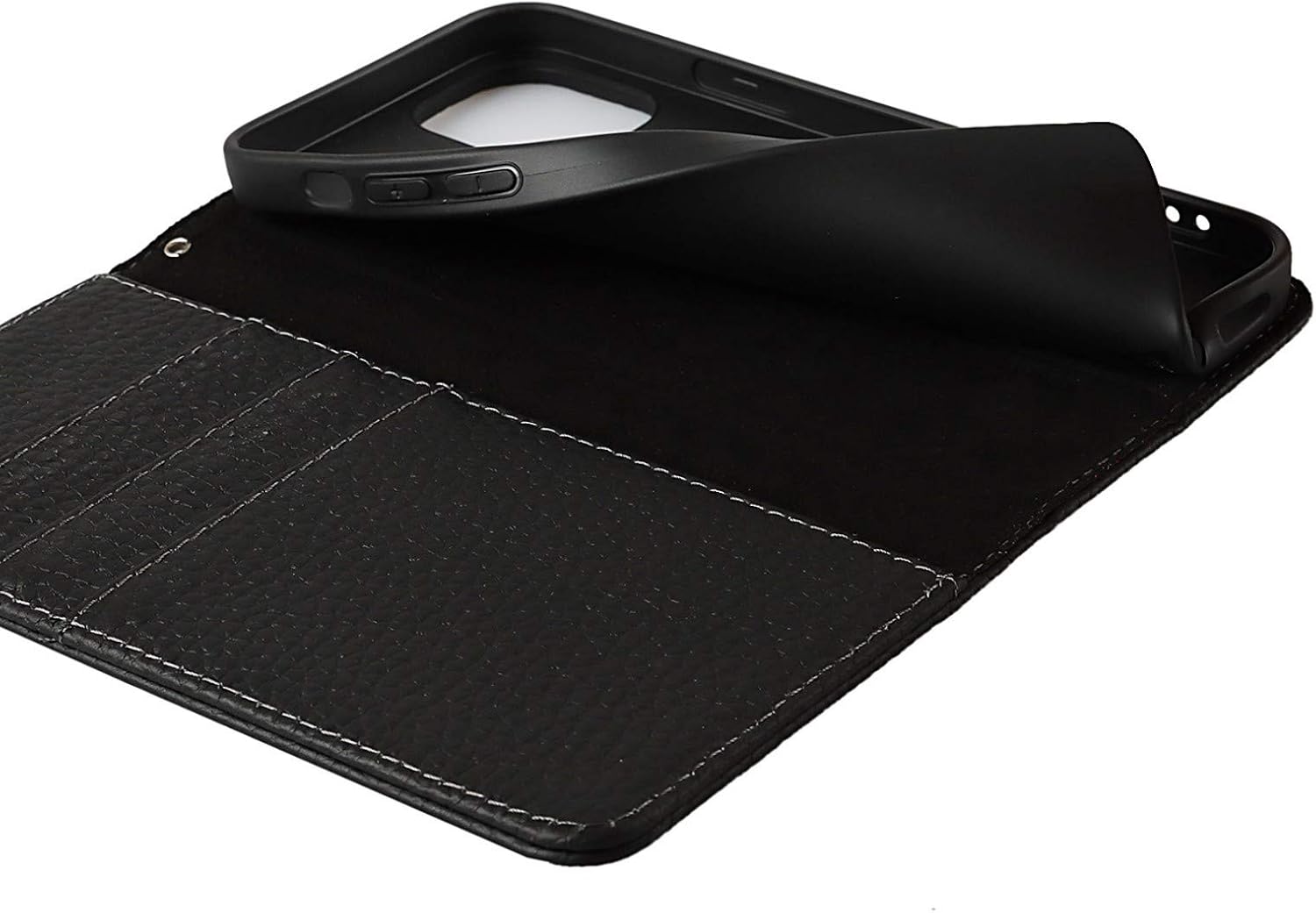Premium Cow Leather Flip Magnetic Cover for iPhone 12 Pro Max (6.7 Inch) - Black - Image 9