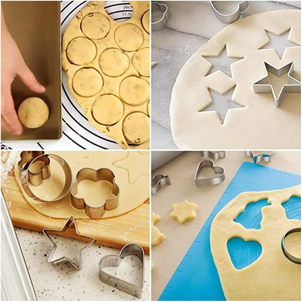 24-Piece Stainless Steel Mini Geometric Shaped Cookie Biscuit Cutter Set Square - Image 5
