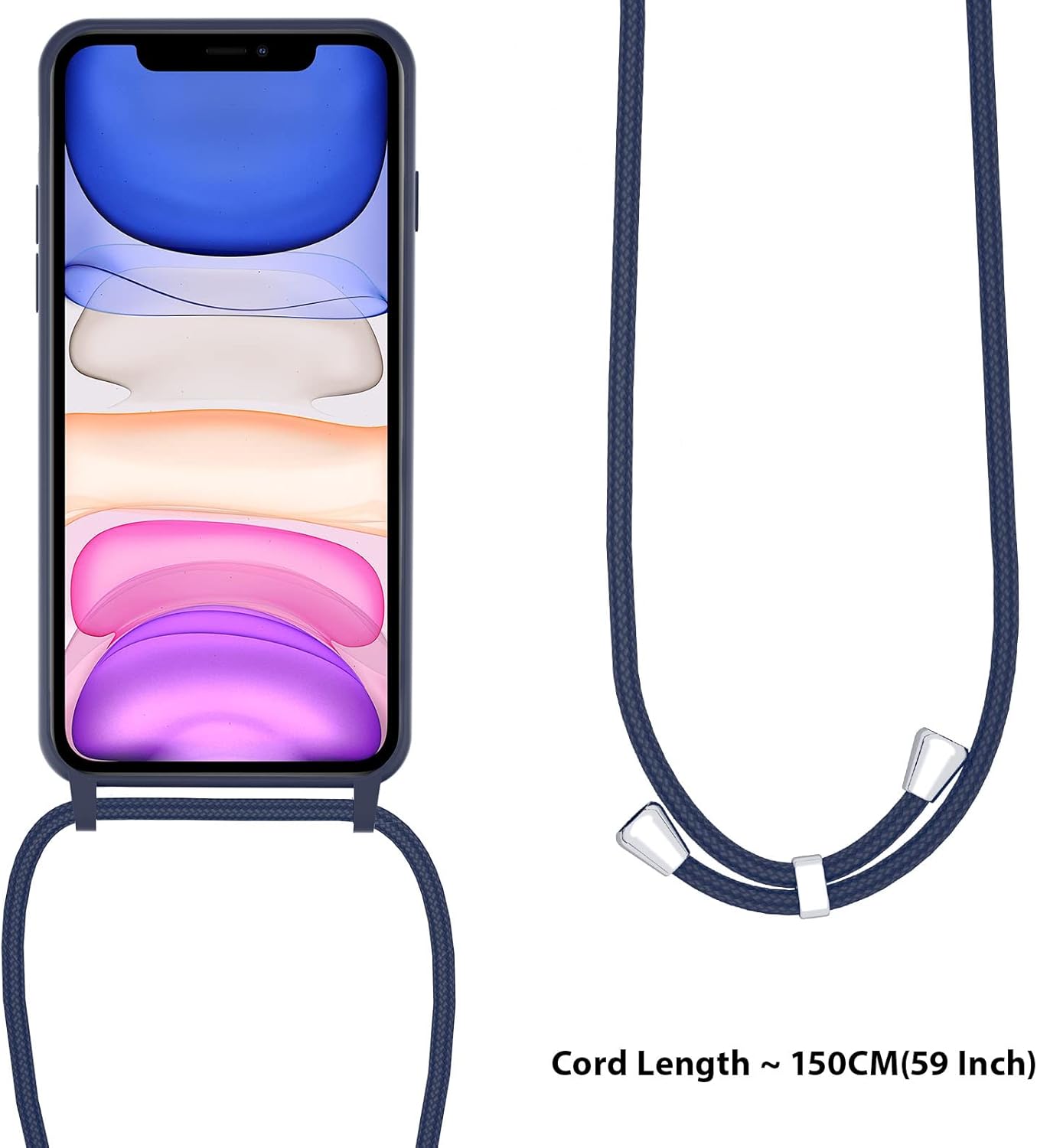 Crossbody Lanyard Phone case for iPhone 15 6.1 inch, Silicone Protective Case - Image 3
