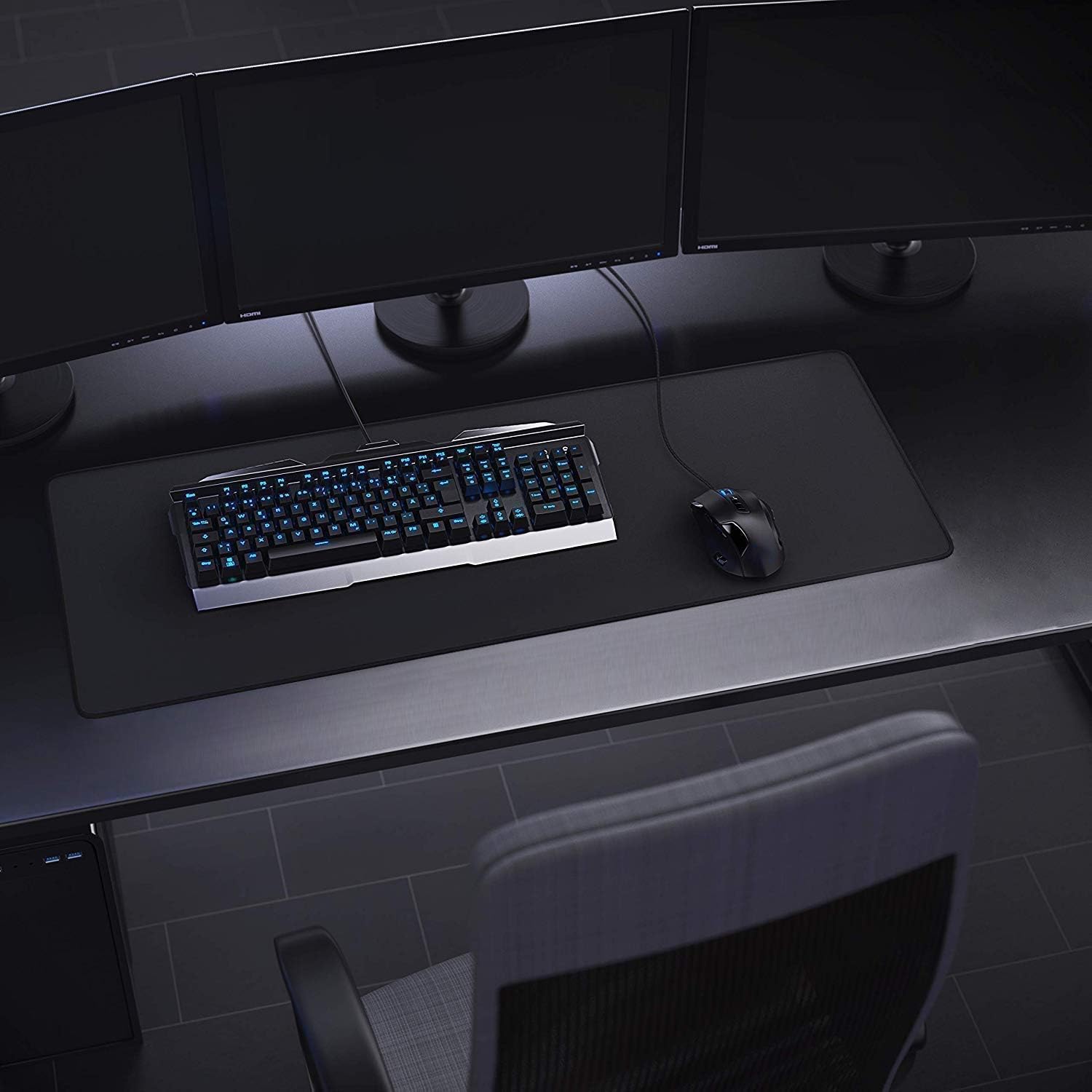 Extended Gaming Mouse Pad with Stitched Edges, Non-Slip Rubber - 80x30cm BLACK - Image 6