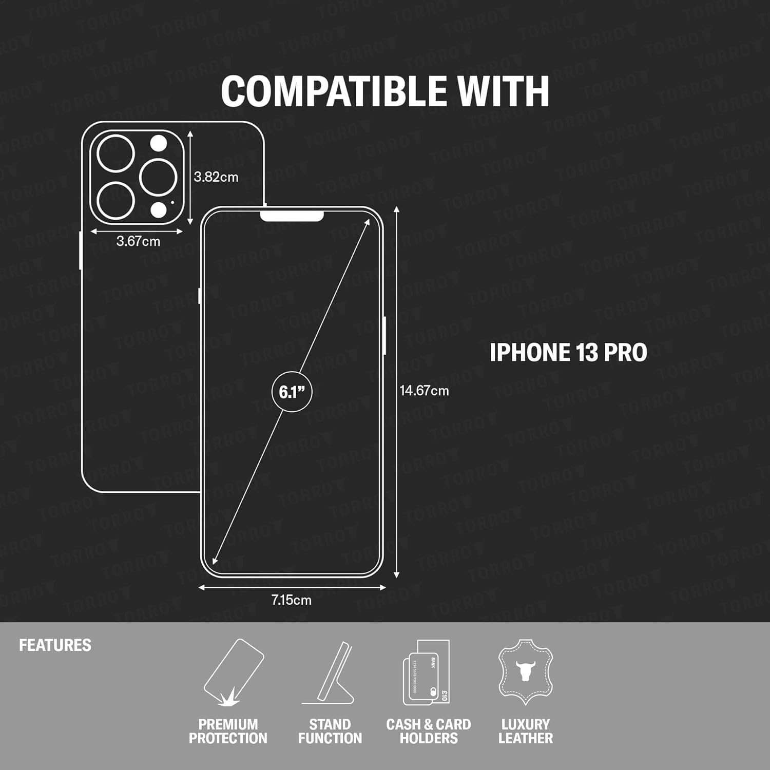 Leather Case Compatible with iPhone 13 Pro – Genuine Leather Wallet Case - Image 2