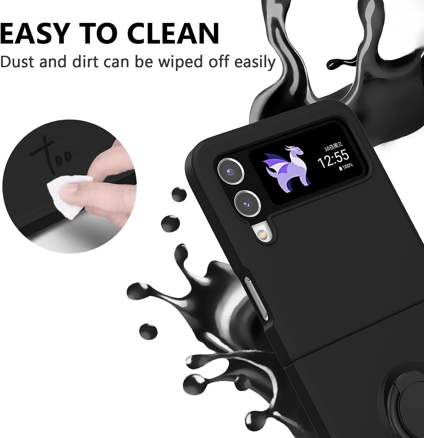 Silicone Case for Samsung Galaxy Z Flip 4 5G, Lightweight Foldable Slim Case - Image 6