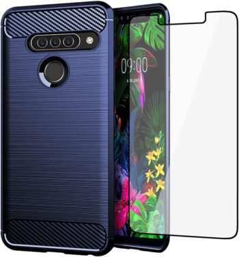 LG G8s ThinQ, Slim Thin Soft TPU w Tempered Glass Screen Protector Cover