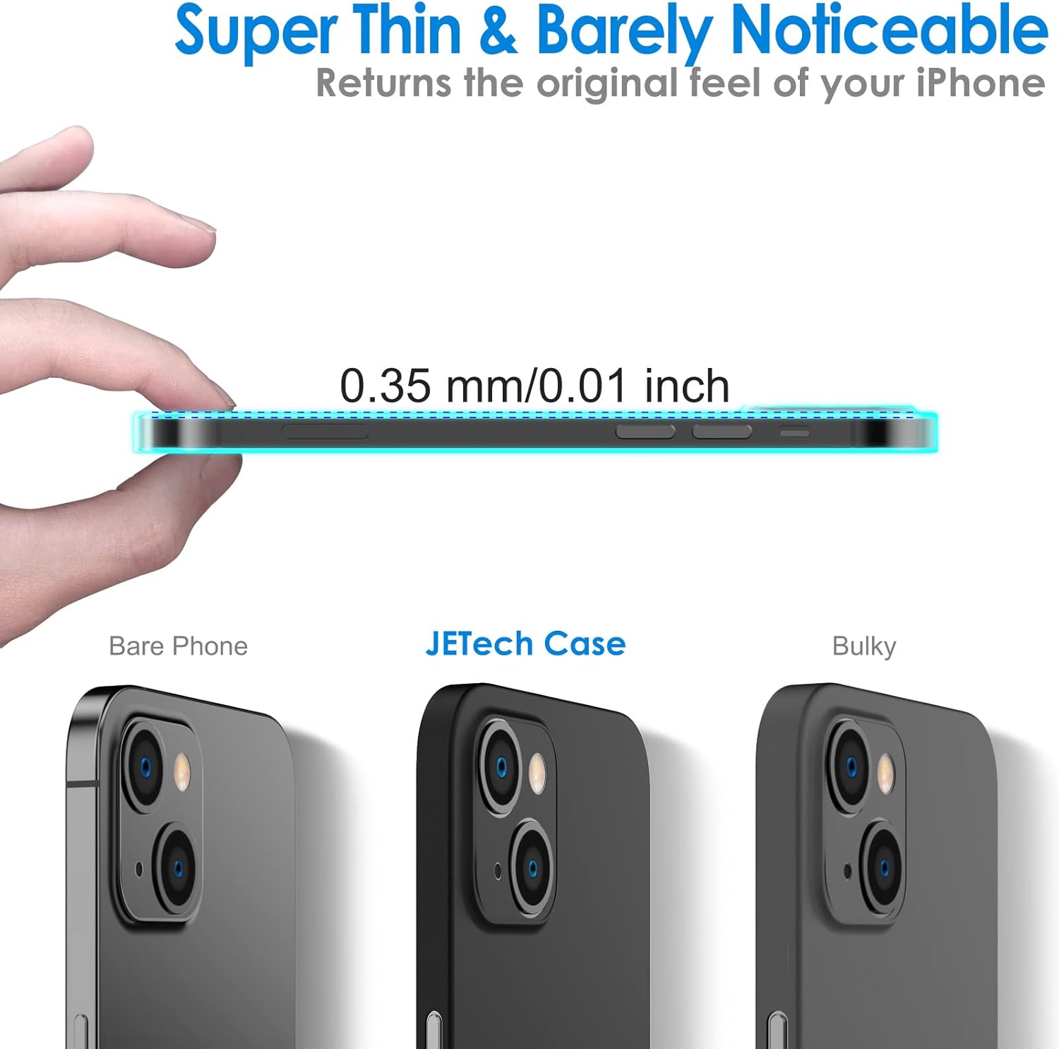Ultra Slim (0.35mm Thin) Case for iPhone 13, 6.1-Inch (Black) - Image 3
