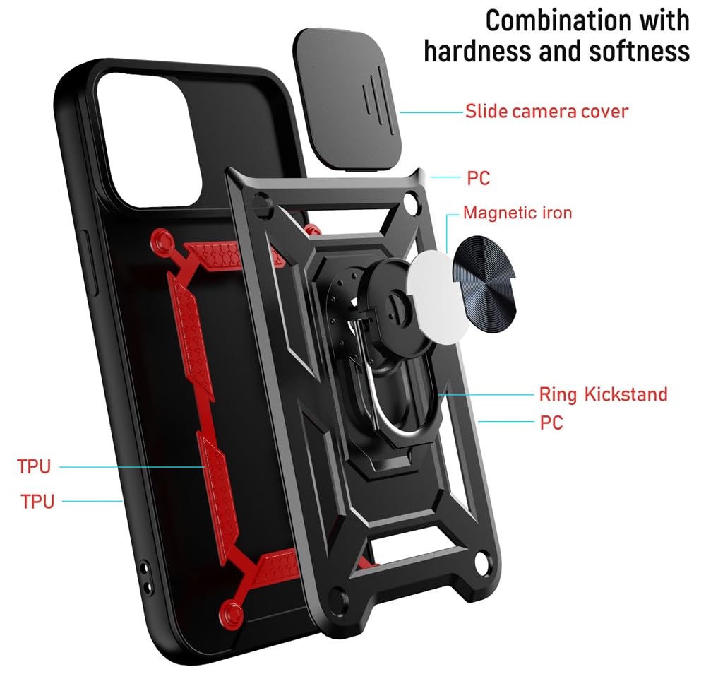 Samsung Galaxy S23 FE, Military Grade Protection Hybrid Clear (Red) - Image 2