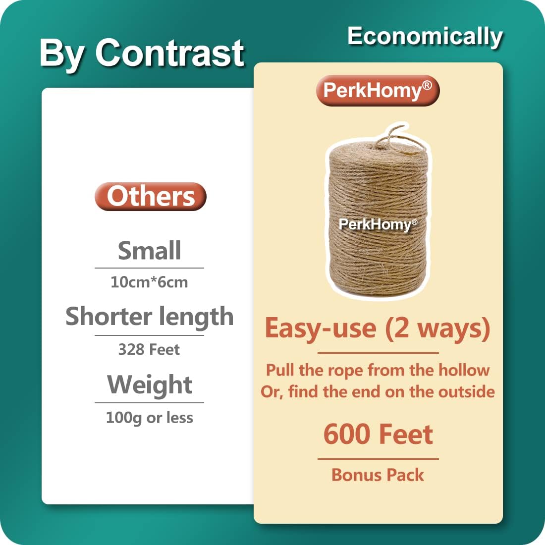 Natural Jute Twine 600 Feet Long Twine String for Crafts Gift Wrapping Packing - Image 3