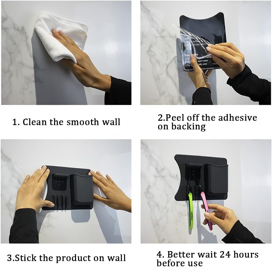 Silicone Toothbrush Holder for Shower Toothbrush Holder Organizer -1pcs -Black - Image 6