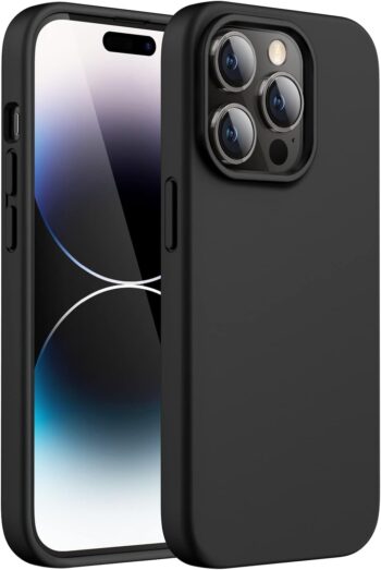 Silicone Case for iPhone 14 Pro 6.1-Inch, Silky-Soft Touch Full-Body (Black)