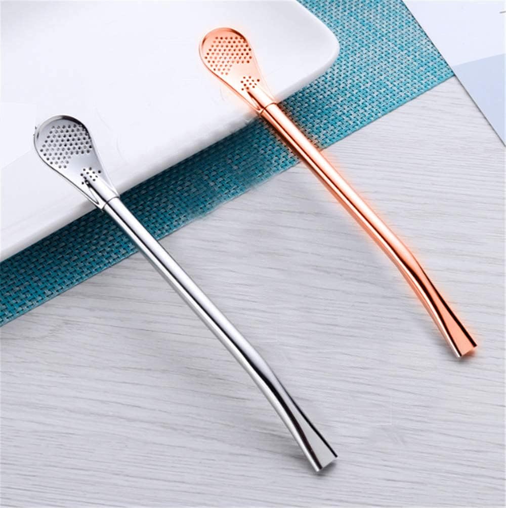 Straw Bundle Reusable Stainless Steel Drinking Straws with Filter Spoon - Image 5