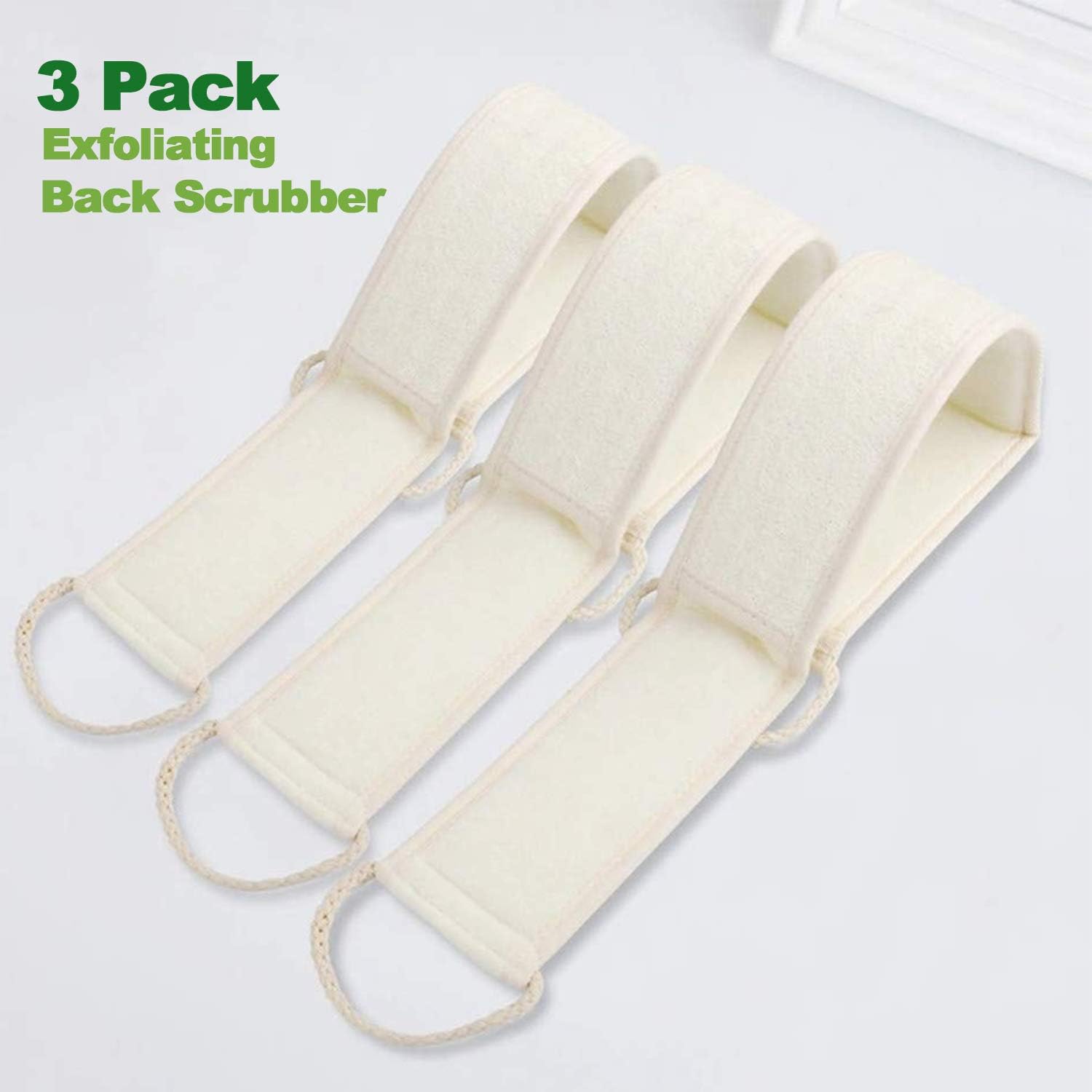 3Pack 100% Natural Back Scrubber Loofah, Eco-Friendly Bath Large Dual Sided - Image 3