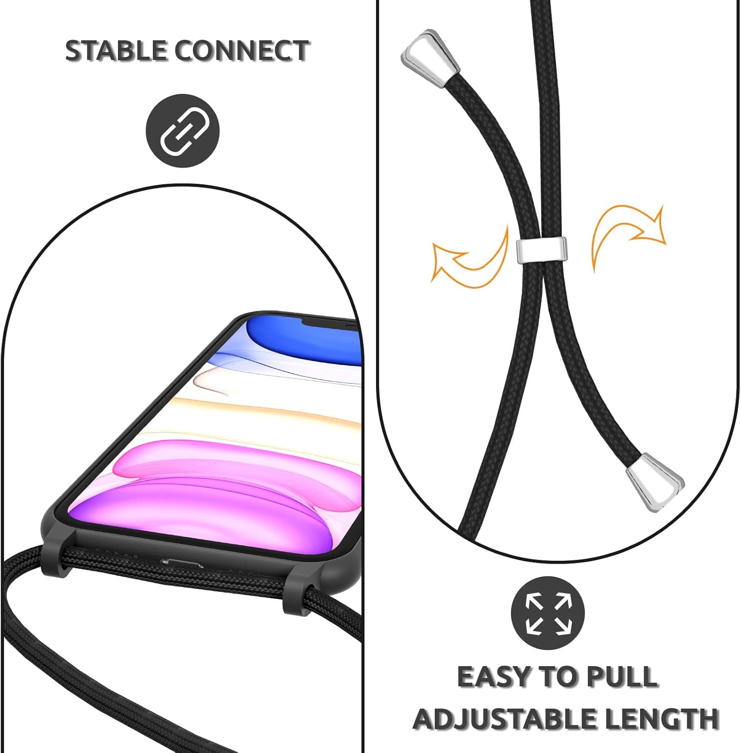 Phone case for iPhone 13 Pro Max, Silicone Case with Adjustable Necklace Strap - Image 3