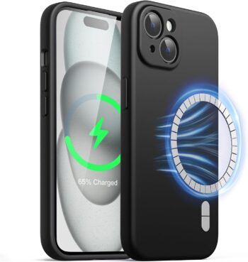 Magnetic Silicone Case for iPhone 15 6.1-Inch, Compatible with MagSafe (Black)