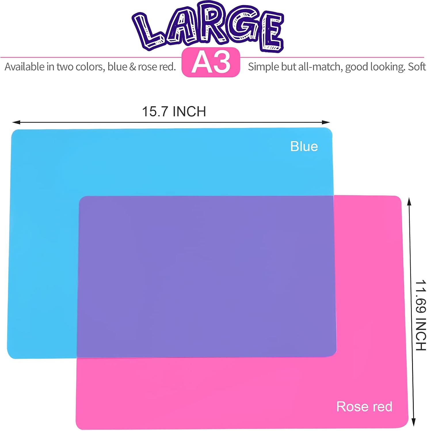 Silicone Mat, 2 Pack 15.7"x11.7" Large Silicone Sheet for Crafts Jewelry Casting - Image 2