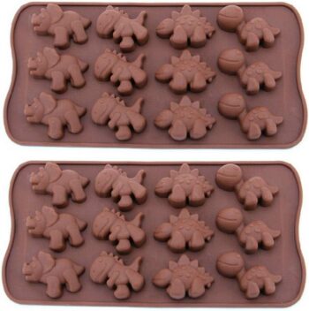 12-Cavity Silicone Mini Dinosaur Cake Chocolate Candy Mold, Non Stick Flexible