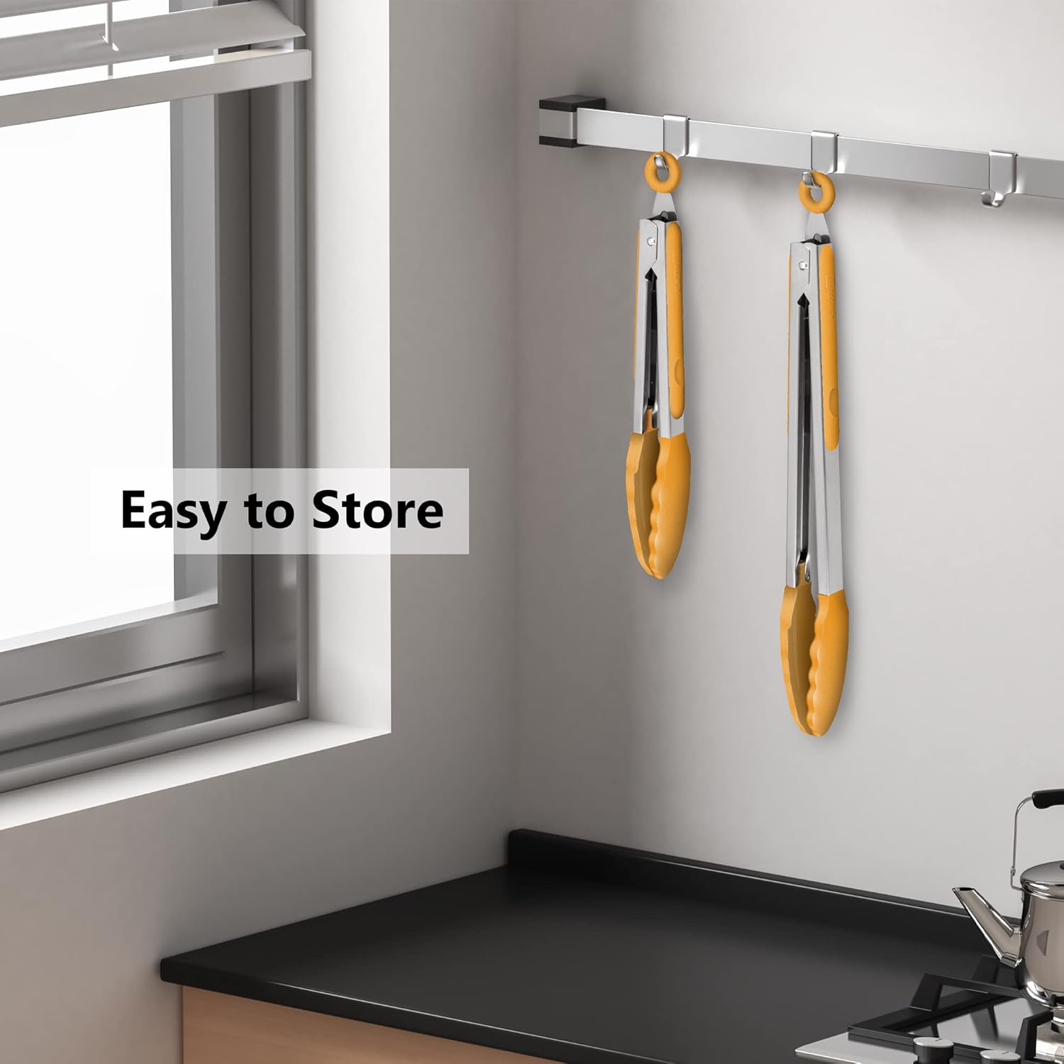 9-Inch & 12-Inch Premium Stainless Steel Food Tongs, Orange Silicone BPA Free - Image 6