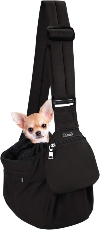 Pet Sling Carrier, Comfortable Hard Bottom Support Small Dog Papoose Sling