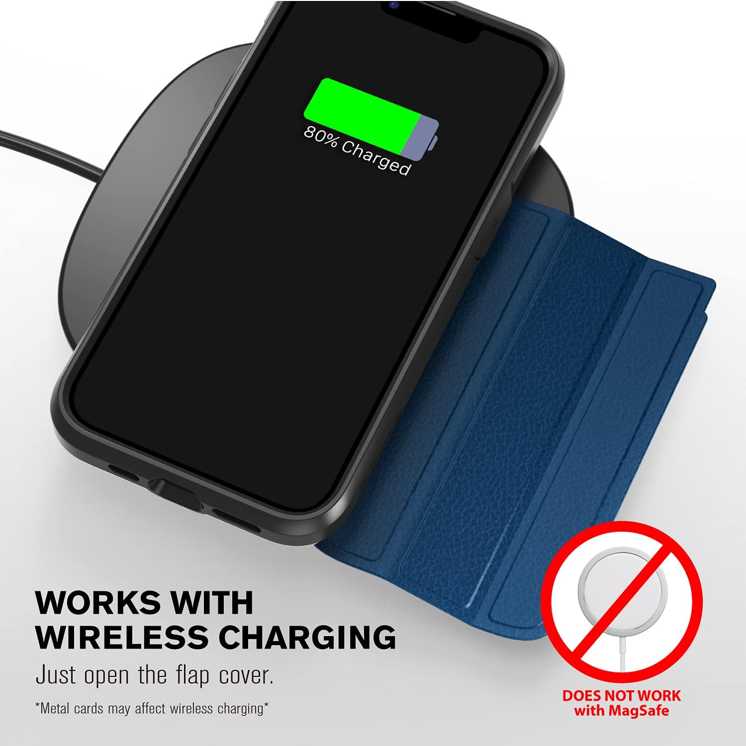 Wallet Case vCommute Flip Leather Cover Card Slot Holder- iPhone 13 (6.1")(Blue) - Image 9