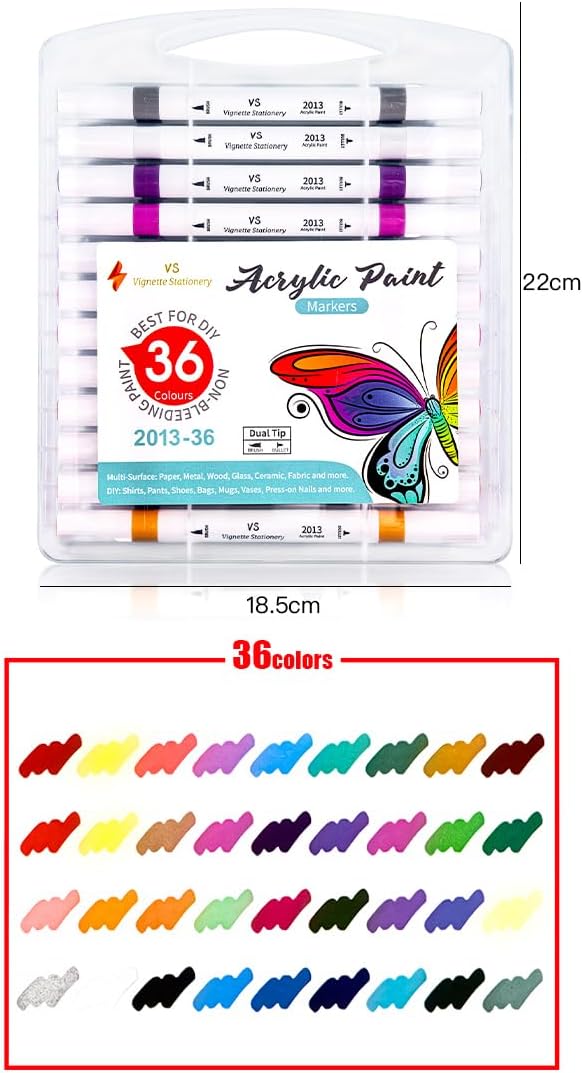Dual Nib Acrylic Paint Soft Brush Tip Colour Drawing DIY Markers Pens Non Toxic - Image 3