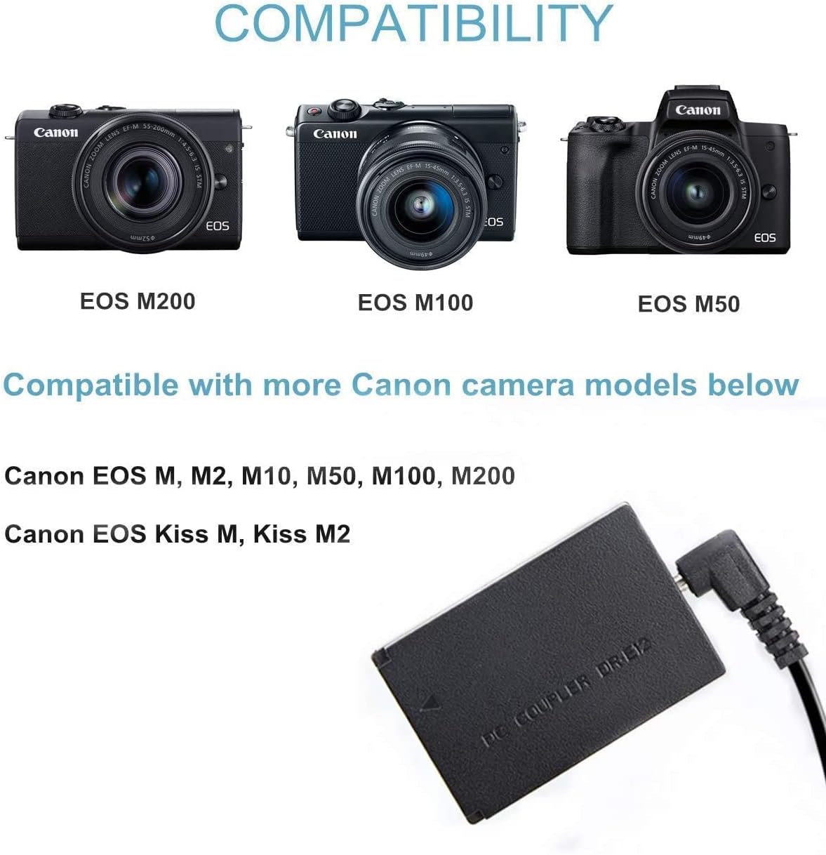 AC Adapter DR-E12 DC Coupler LP-E12 Dummy Battery Kit for Canon EOS M10 - Image 4