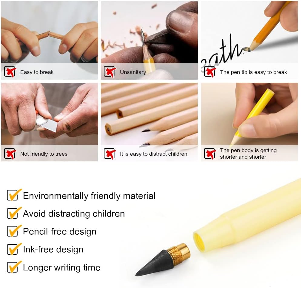 20 PCS Inkless Pencil Replaceable Refill, Infinite Graphite Nib, Nib Metal - Image 4