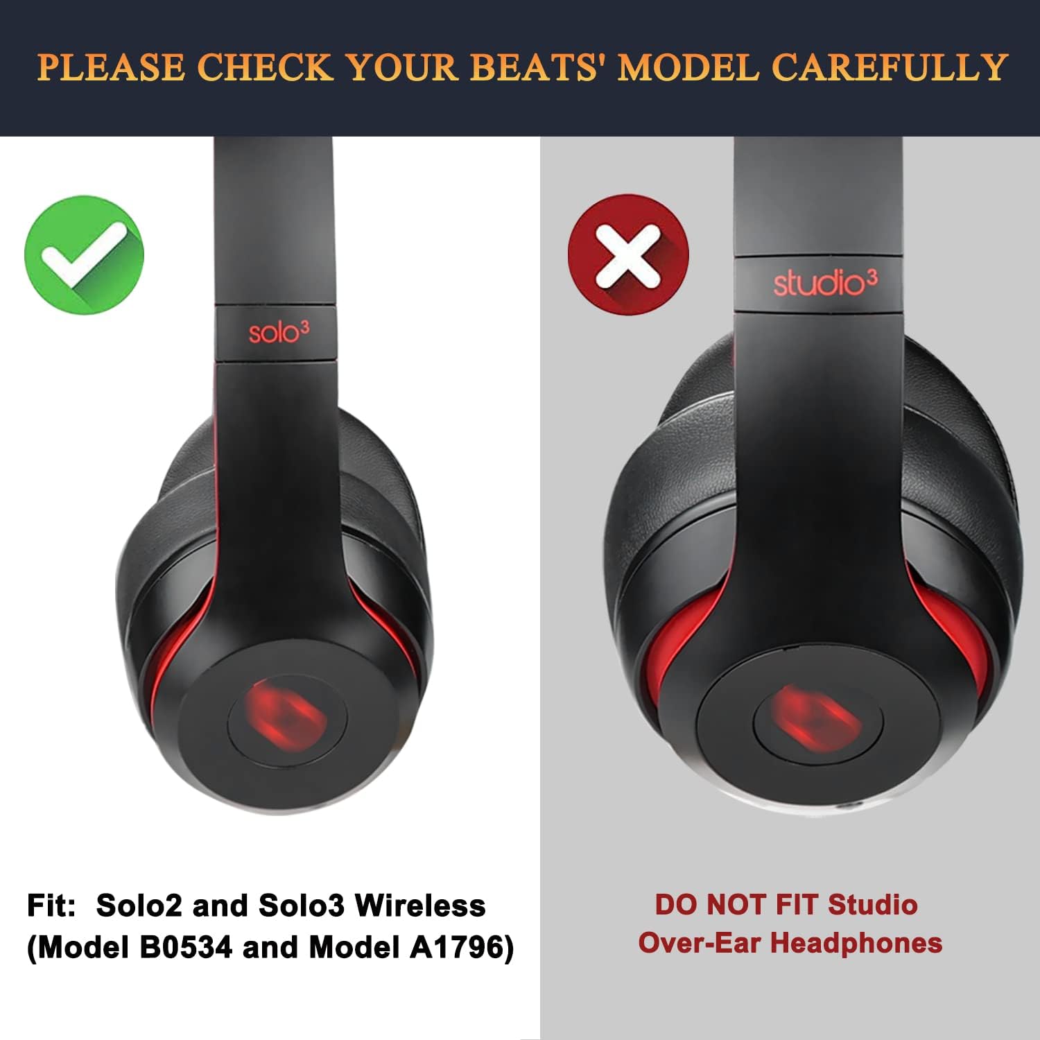 Professional Ear Pads Cushions Replacement, Earpads Compatible with Beats Solo 2 - Image 2