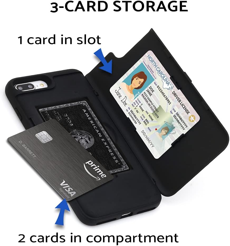 iPhone 8/ 7 Plus, Slim Protective Shockproof Heavy Duty Case with Cards Wallet - Image 3