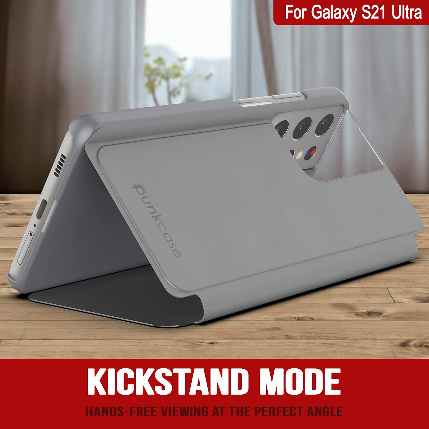 S21 Ultra Protective Flip Cover W/Scratch Resistant Mirror, Reflector Case - Image 2