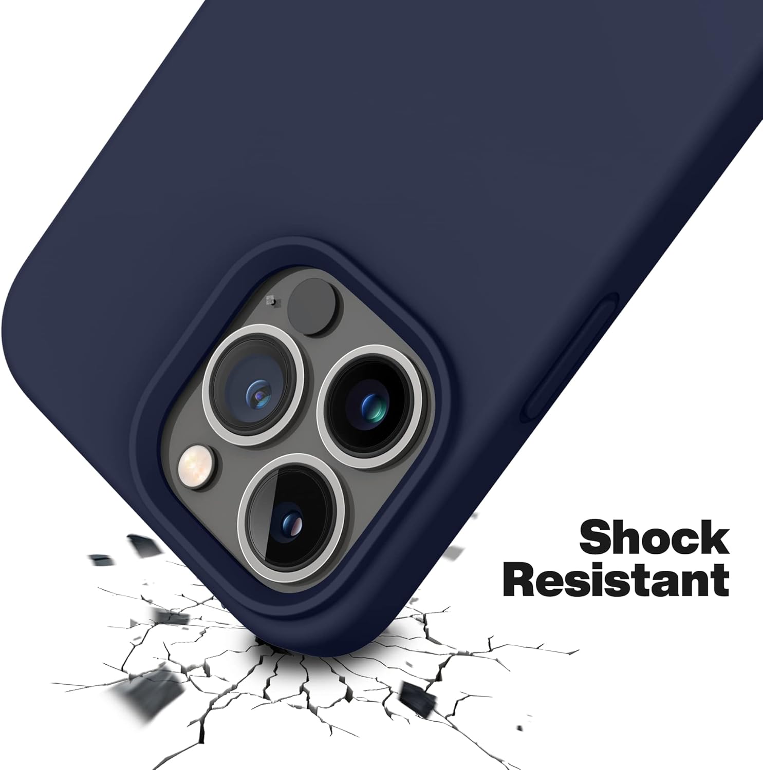 iPhone 13 Pro Max, Silicone Shockproof Slim Thin Phone Case (Midnight Blue) - Image 5