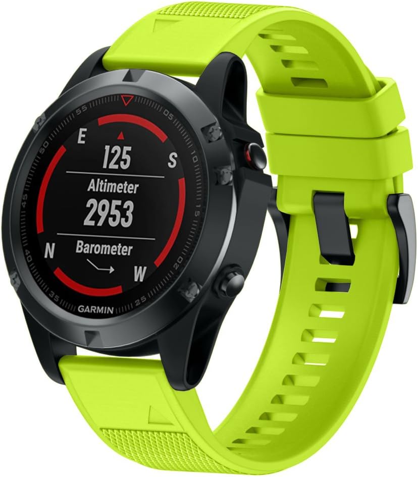 Easy Fit 22mm Width Soft Silicone Watch Bands Strap for Garmin Smartwatch-Green - Image 2
