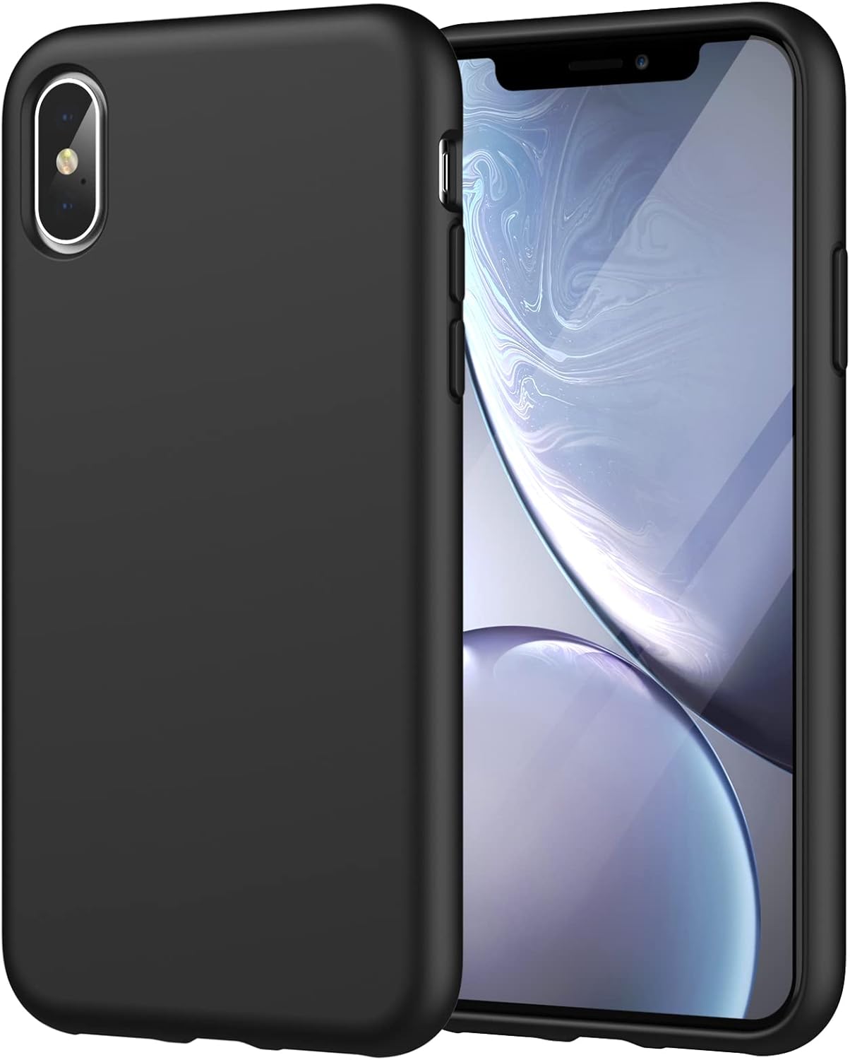 Silicone Case Compatible with iPhone Xs and iPhone X 5.8", Soft Touch (Black)