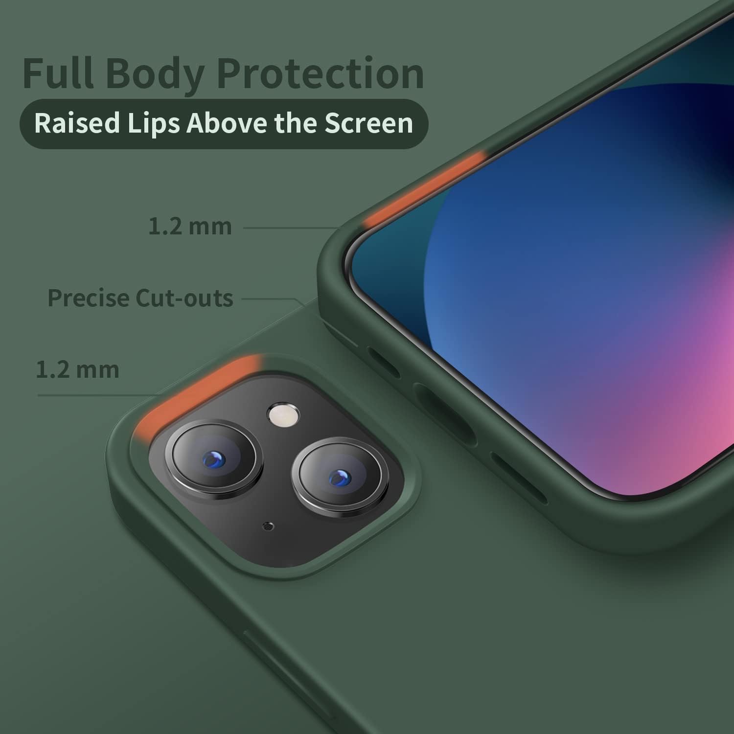 iPhone 13/14 Case, Ultra Slim Shockproof Protective Phone Case - Alpine Green - Image 4