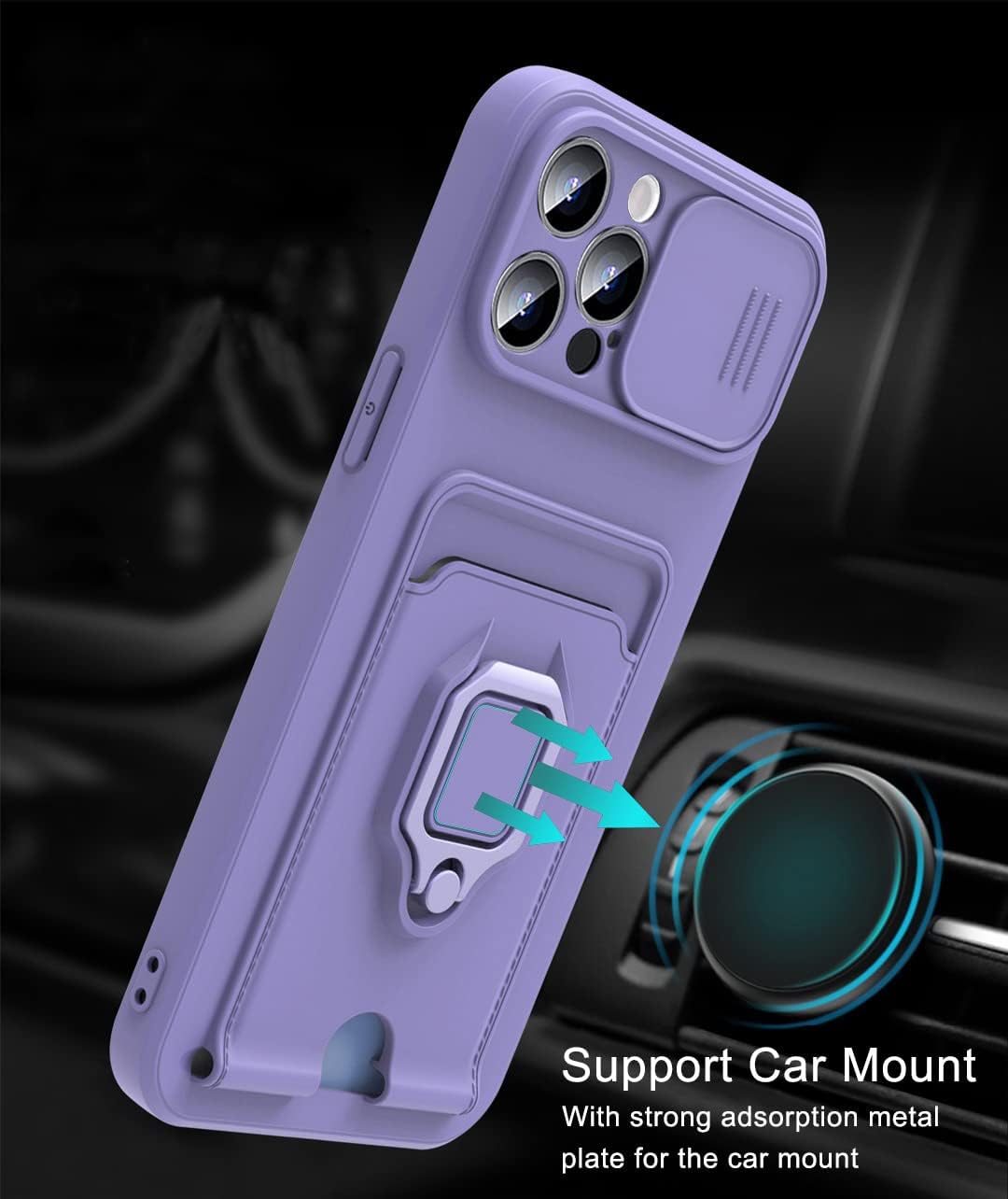 Kickstand Case for iPhone 15 Pro Max, Shockproof Silicone Protective Case Purple - Image 3
