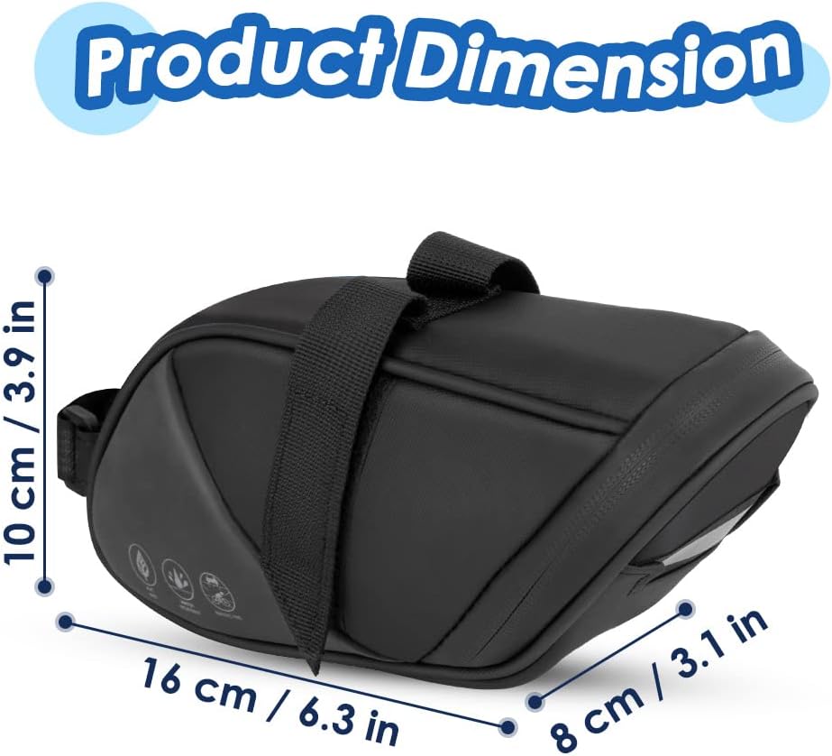 Reflective Bike Saddle Bag, Waterproof Under Seat Bicycle Pack Tool Accessories - Image 5