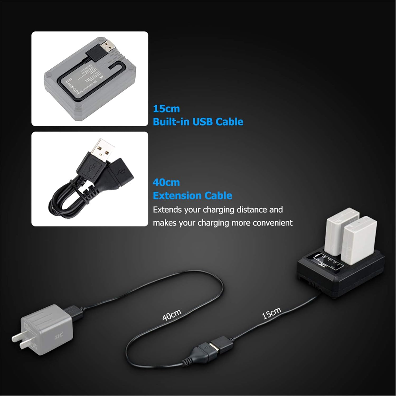 Battery Charger USB Dual Slots for Panasonic Lumix GH5S G9 GH5 GH4 GH3 - Image 3