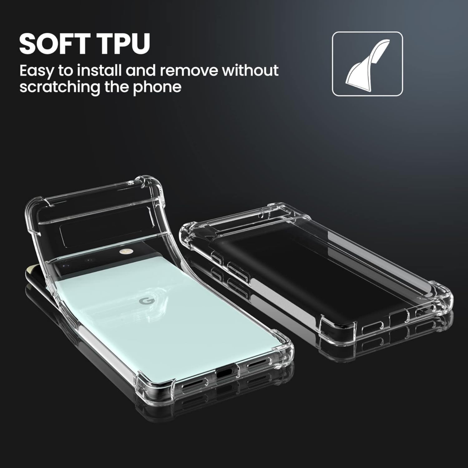 Case for Google Pixel 6 Clear TPU Four Corners Protective Cover Transparent Soft - Image 4